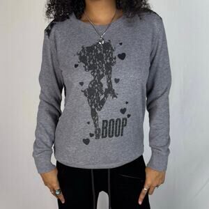 Grey and black Betty Boop long sleeve shirt with lace details